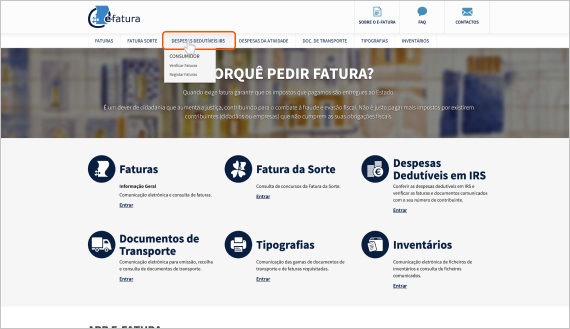 Despesas Ginásio IRS passo 1