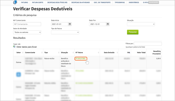 Despesas Ginásio IRS passo 5