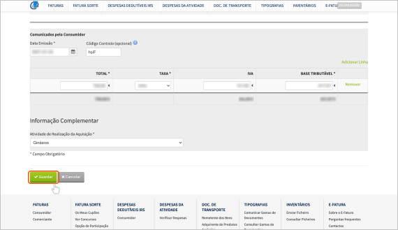 Despesas Ginásio IRS passo 9